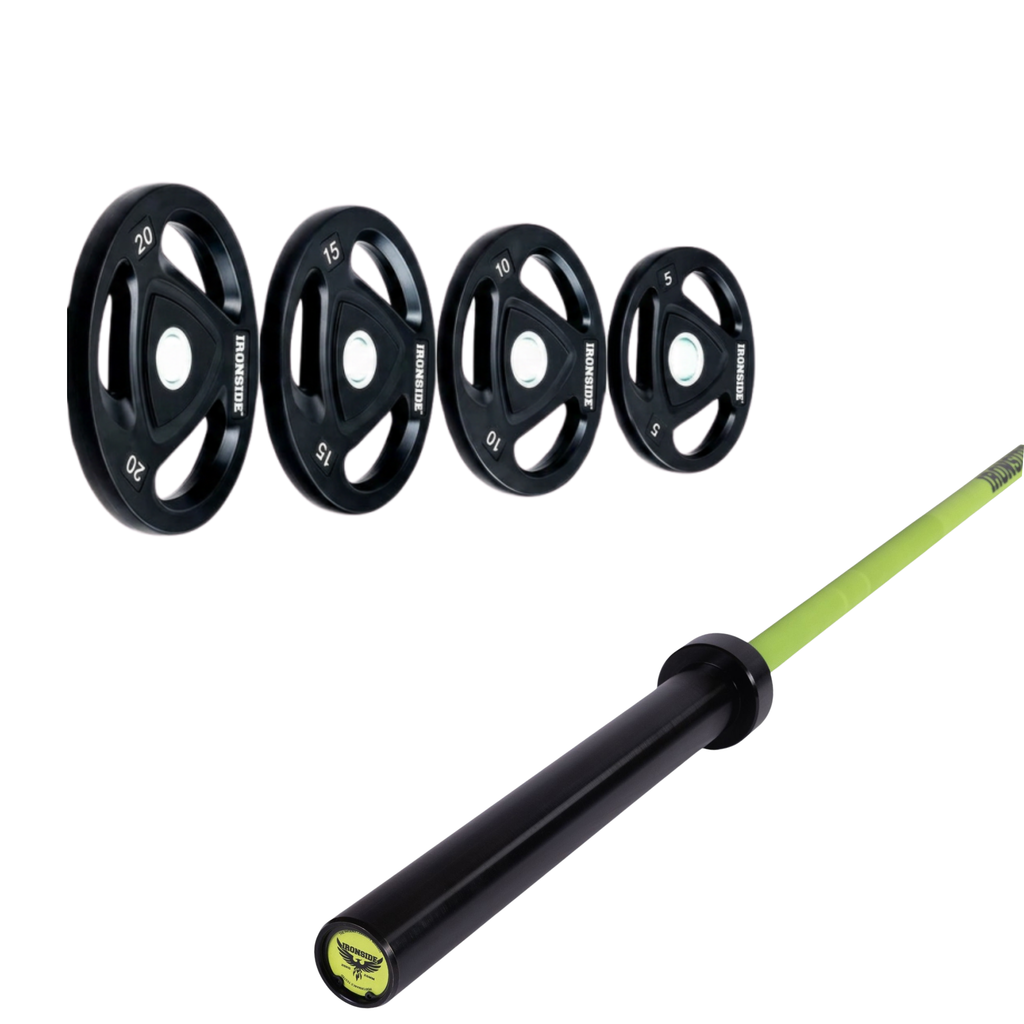 Pack IRONSIDE Barra 20 KG + Set Discos Olímpicos KG