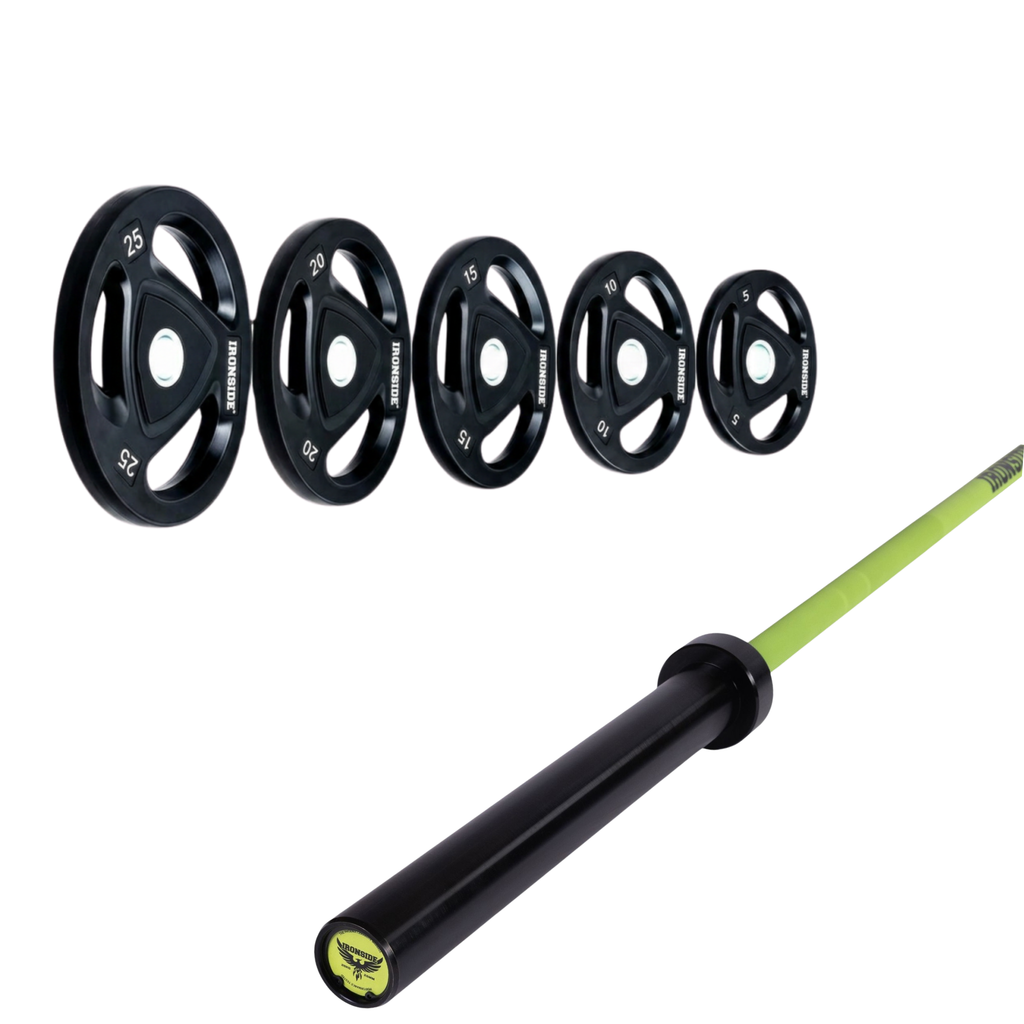 Pack IRONSIDE Barra 20 KG + Set Discos Olímpicos KG