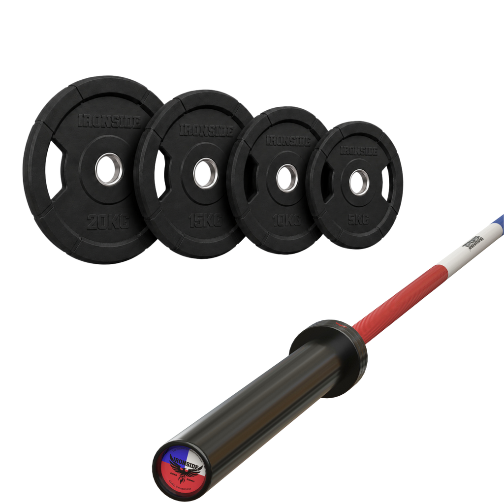 Pack IRONSIDE Barra 20 KG + Set Discos Olímpicos KG