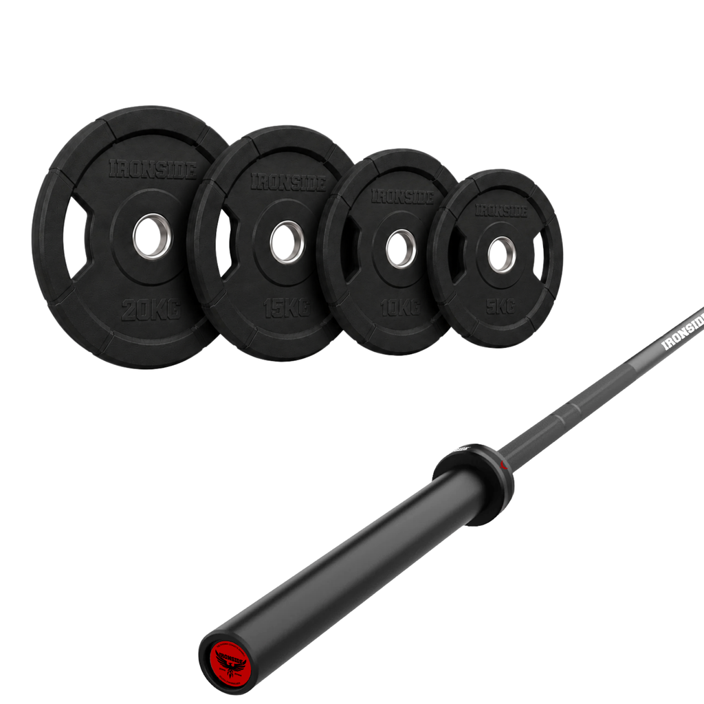 Pack IRONSIDE Barra 20 KG + Set Discos Olímpicos KG