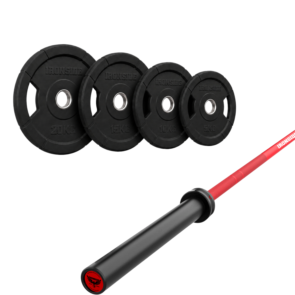 Pack IRONSIDE Barra 20 KG + Set Discos Olímpicos KG