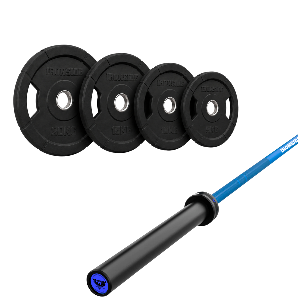 Pack IRONSIDE Barra 20 KG + Set Discos Olímpicos KG