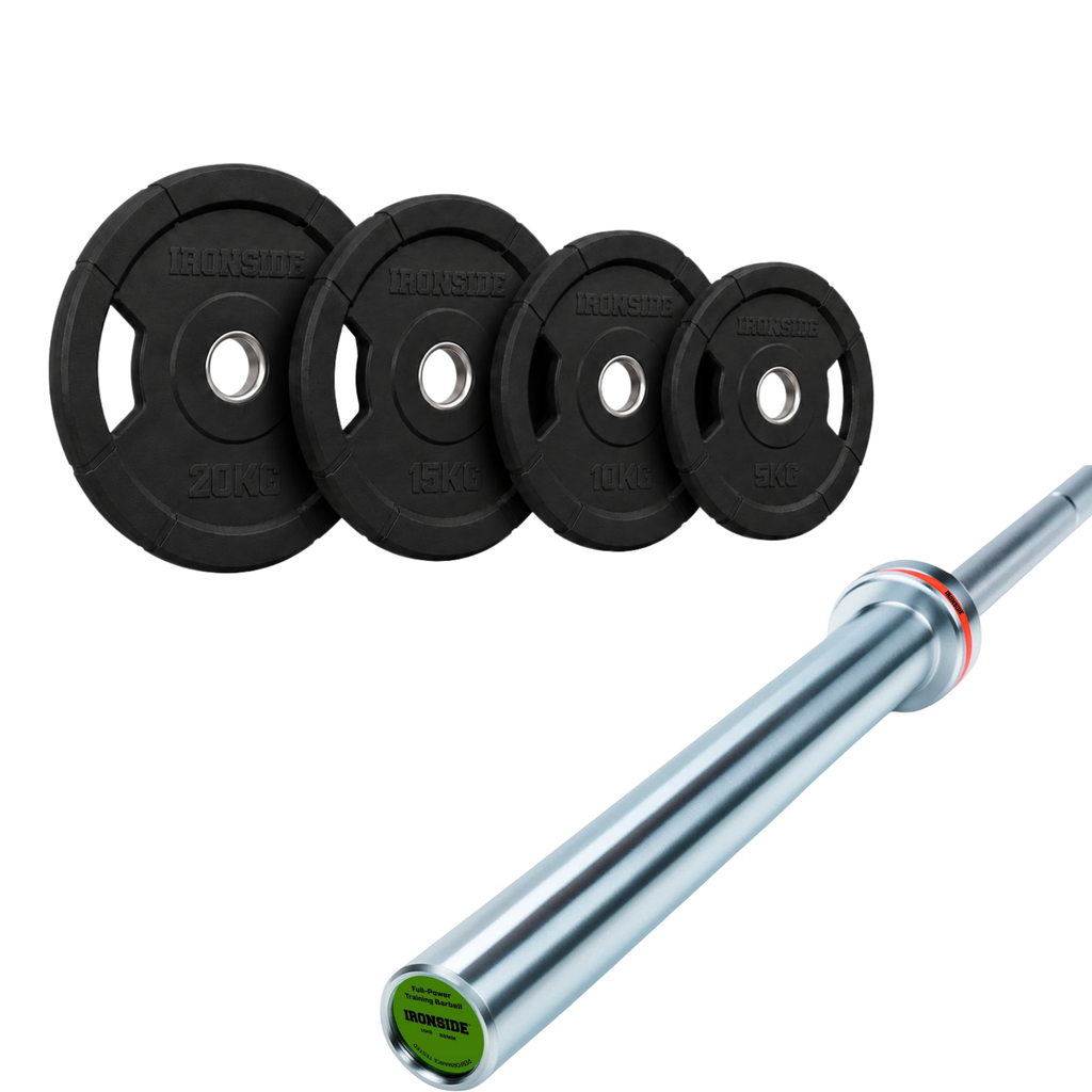 Pack IRONSIDE Barra 20 KG + Set Discos Olímpicos KG