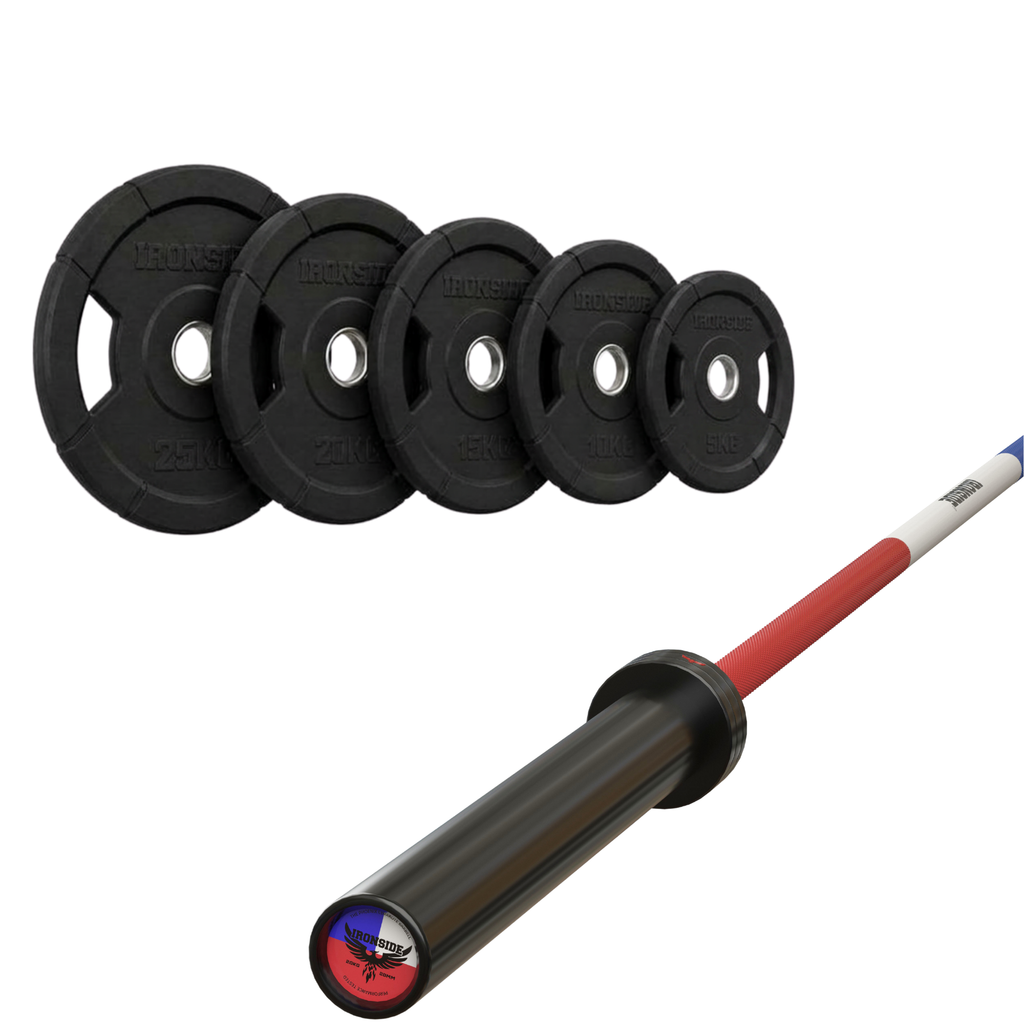 Pack IRONSIDE Barra 20 KG + Set Discos Olímpicos KG