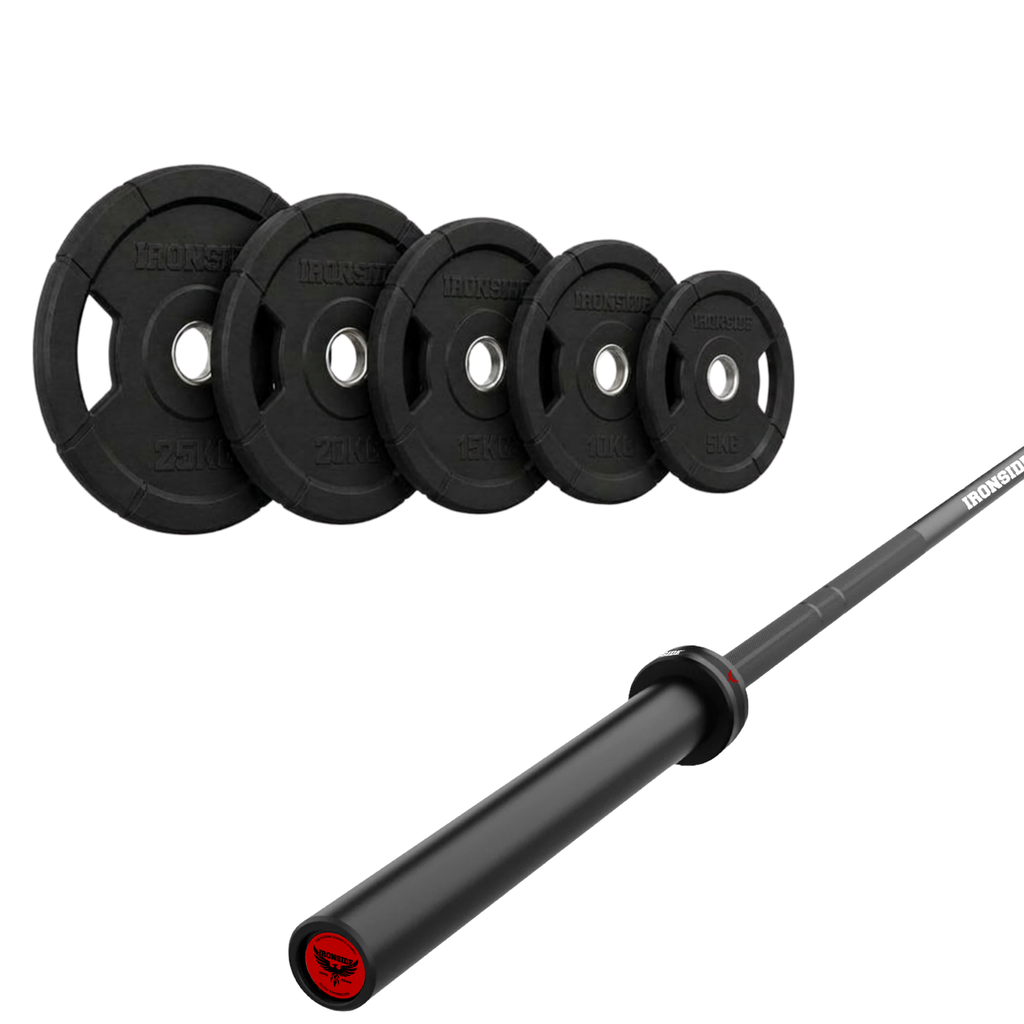Pack IRONSIDE Barra 20 KG + Set Discos Olímpicos KG