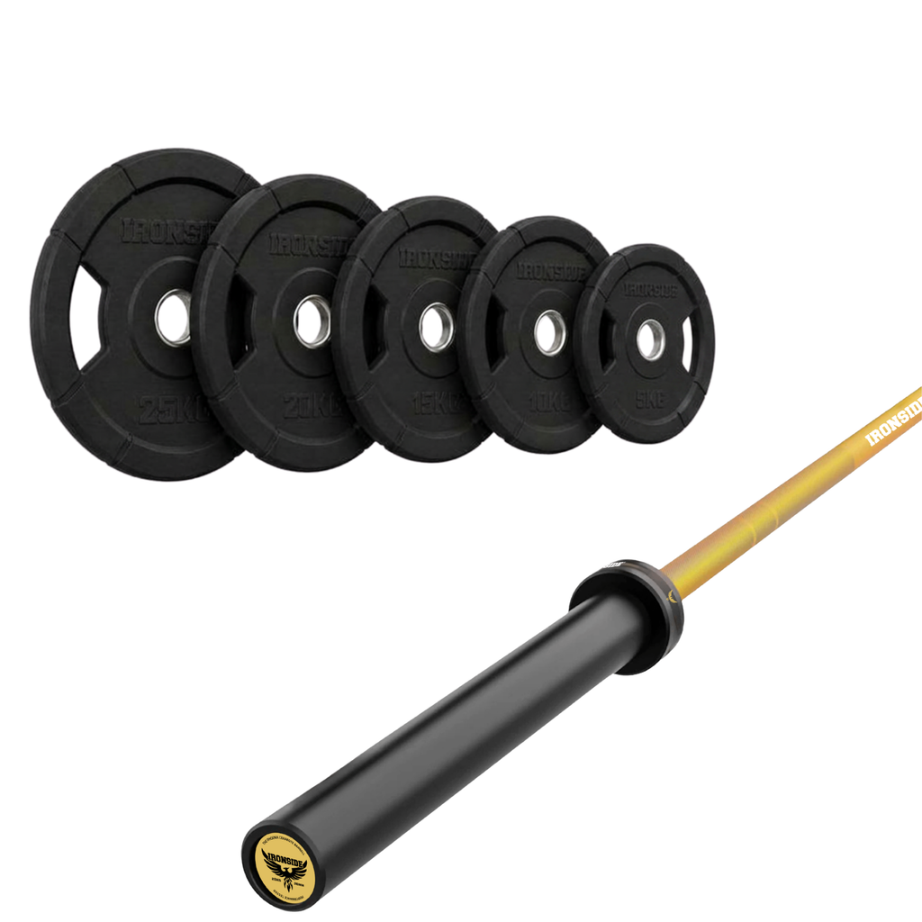 Pack IRONSIDE Barra 20 KG + Set Discos Olímpicos KG