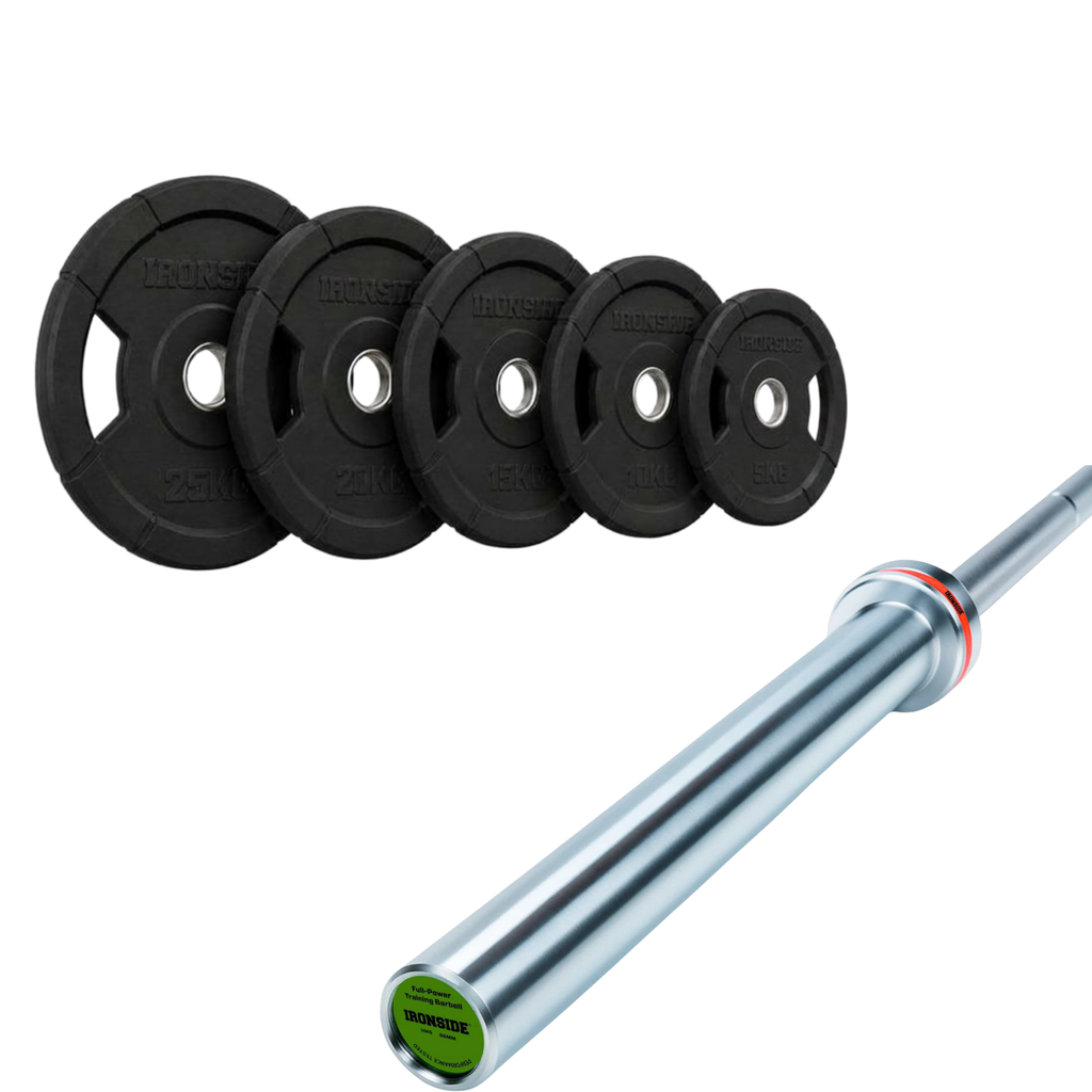 Pack IRONSIDE Barra 20 KG + Set Discos Olímpicos KG