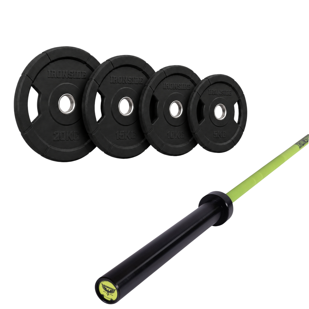 Pack IRONSIDE Barra 20 KG + Set Discos Olímpicos KG