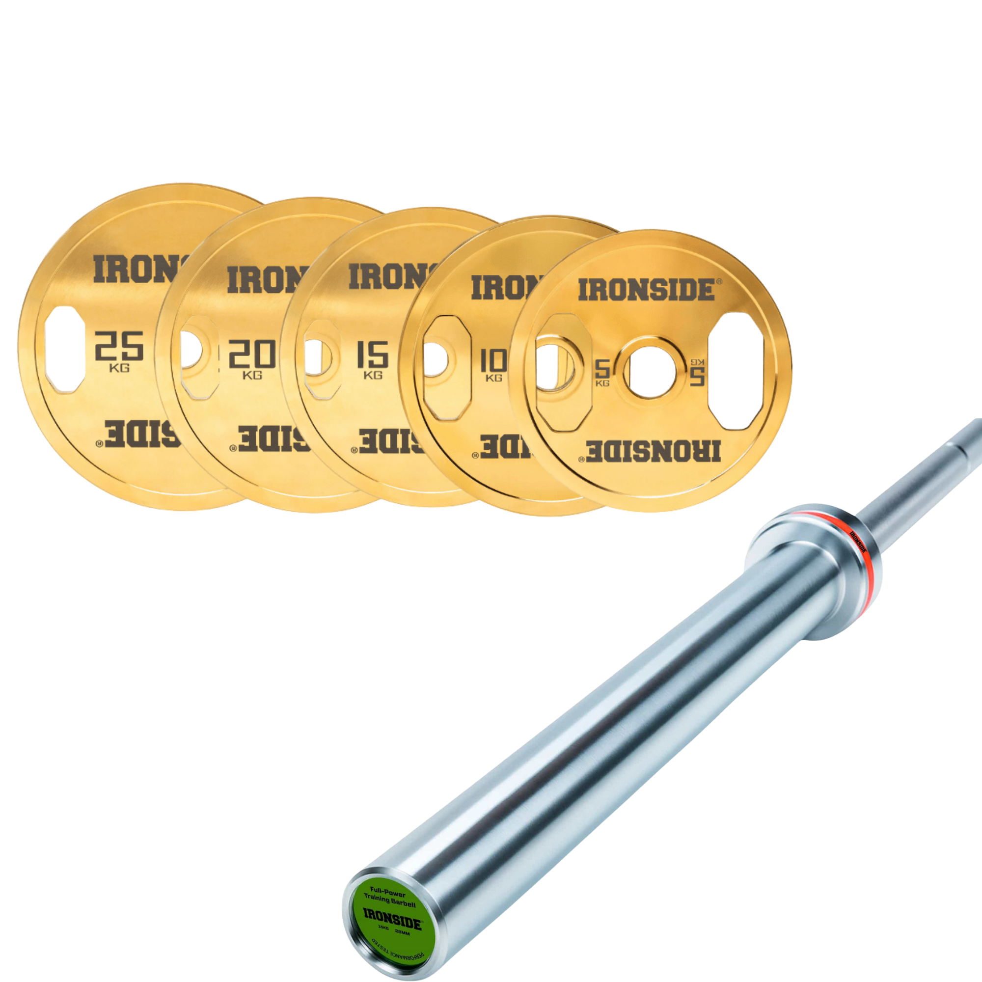 Pack IRONSIDE Barra 15 KG + Set de Discos Olímpicos (KG)