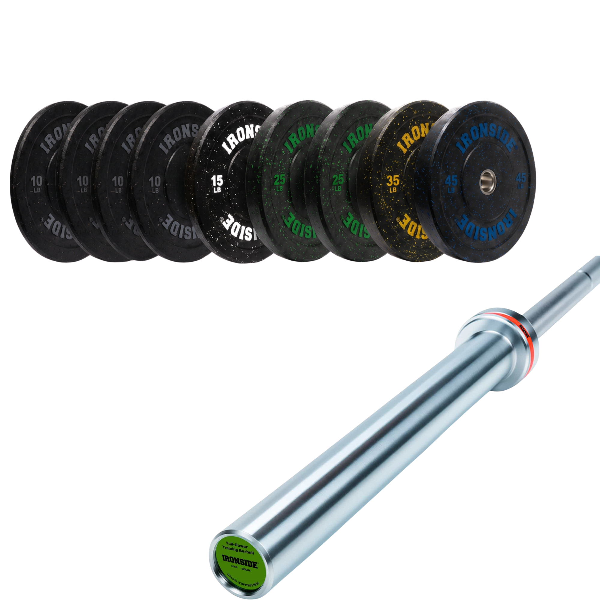 Pack IRONSIDE Barra 15 KG + Set de Discos Olímpicos LB