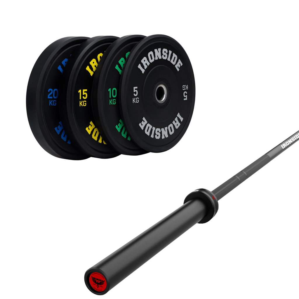 Pack IRONSIDE Barra 20 KG + Set Discos Olímpicos KG