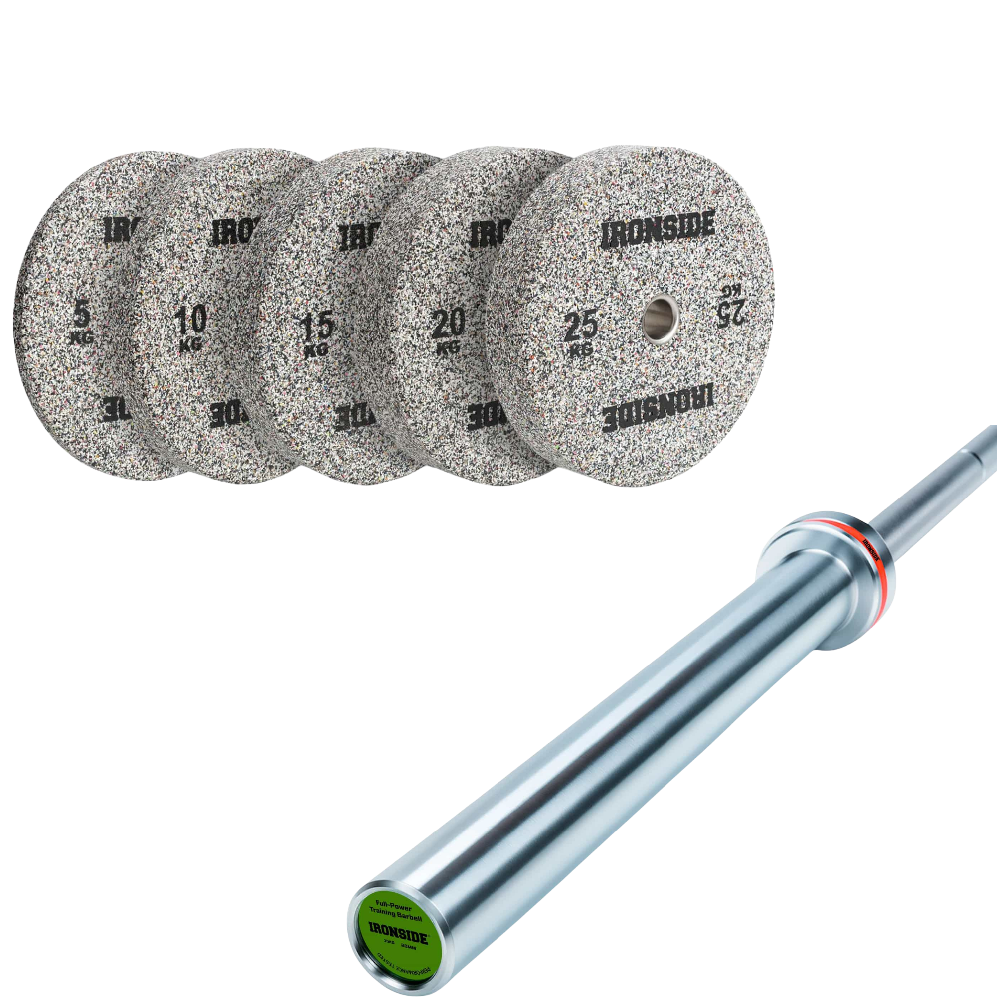 Pack IRONSIDE Barra 15 KG + Set de Discos Olímpicos (KG)