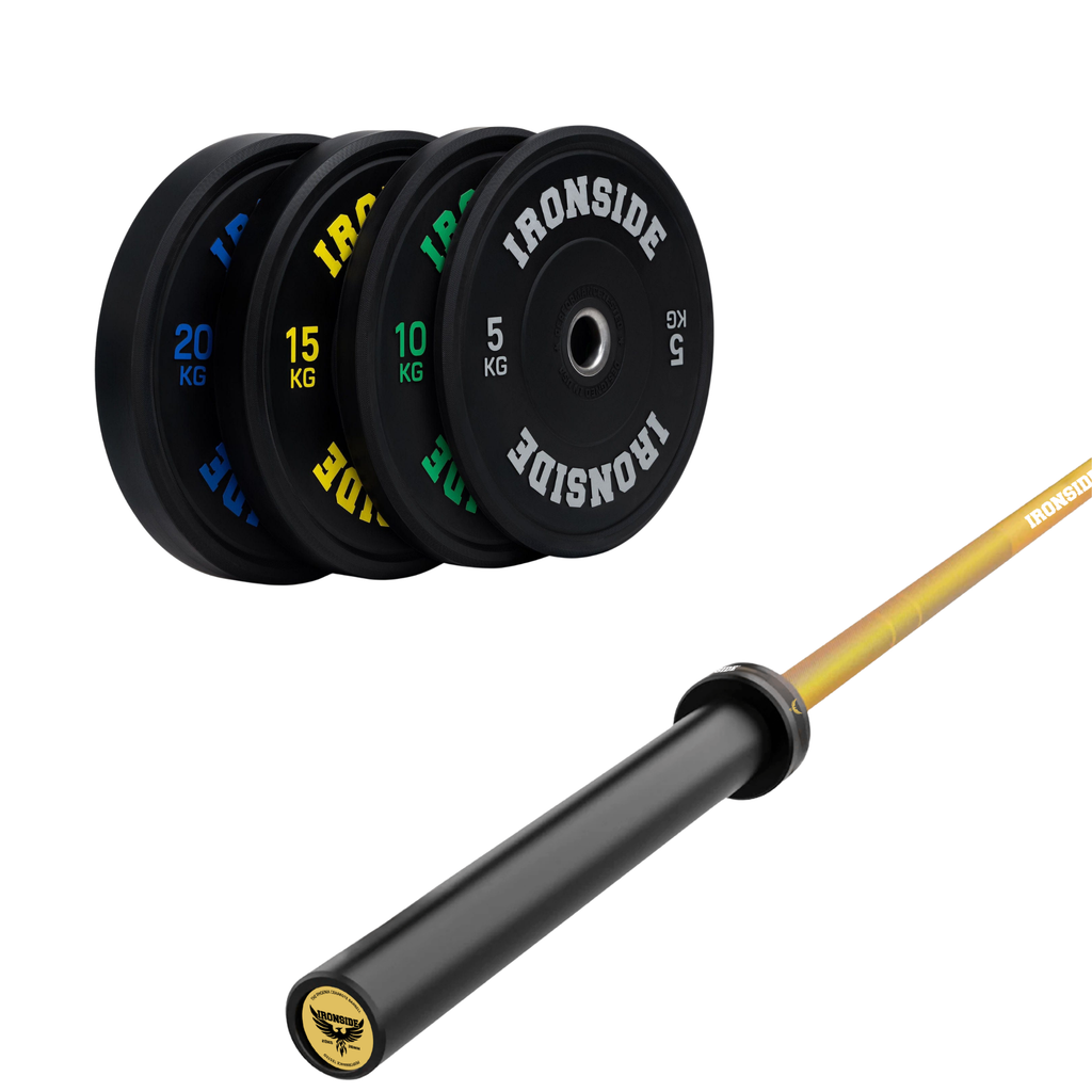 Pack IRONSIDE Barra 20 KG + Set Discos Olímpicos KG
