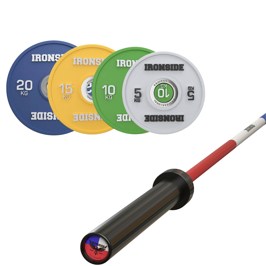 Pack IRONSIDE Barra 20 KG + Set Discos Olímpicos KG