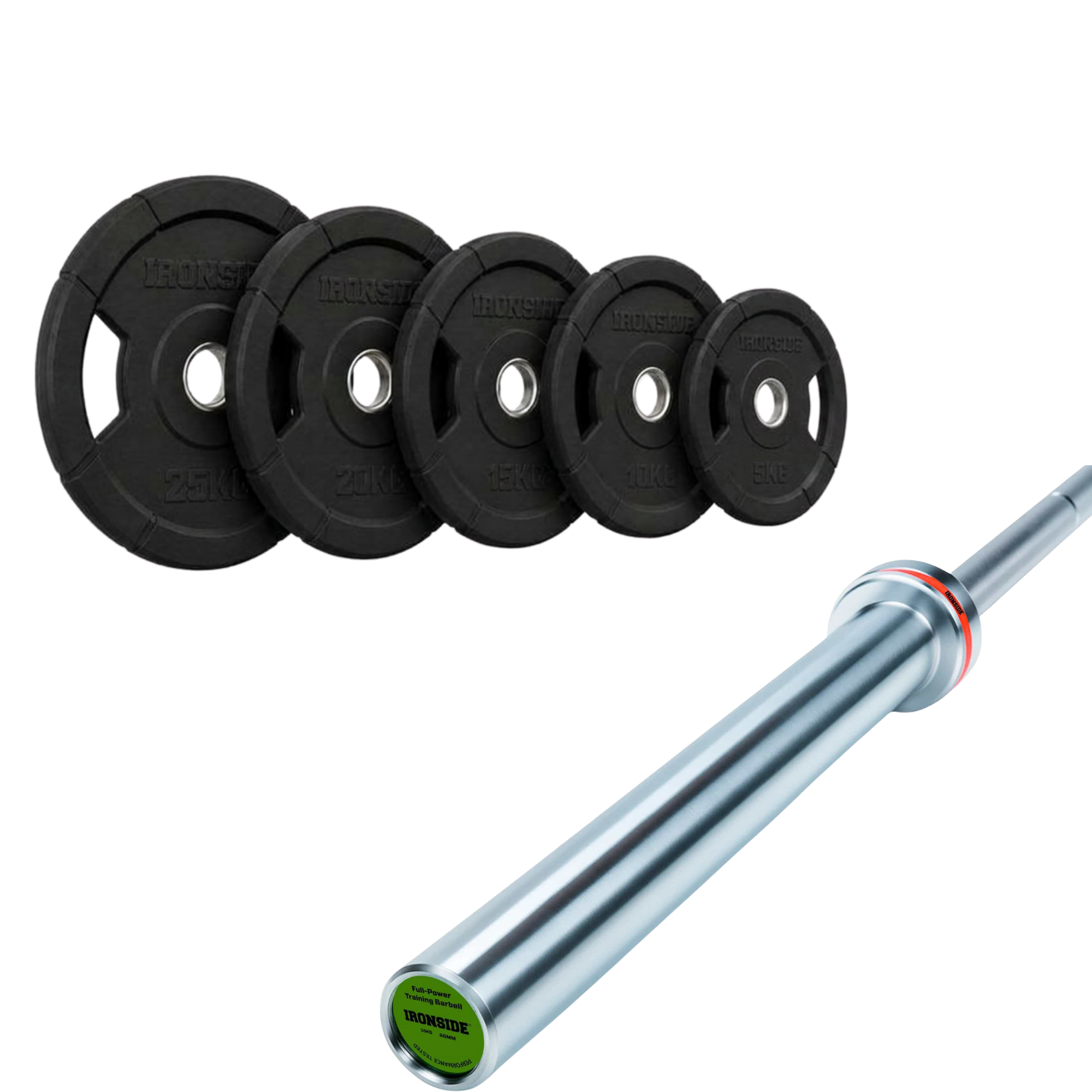 Pack IRONSIDE Barra 15 KG + Set de Discos Olímpicos (KG)