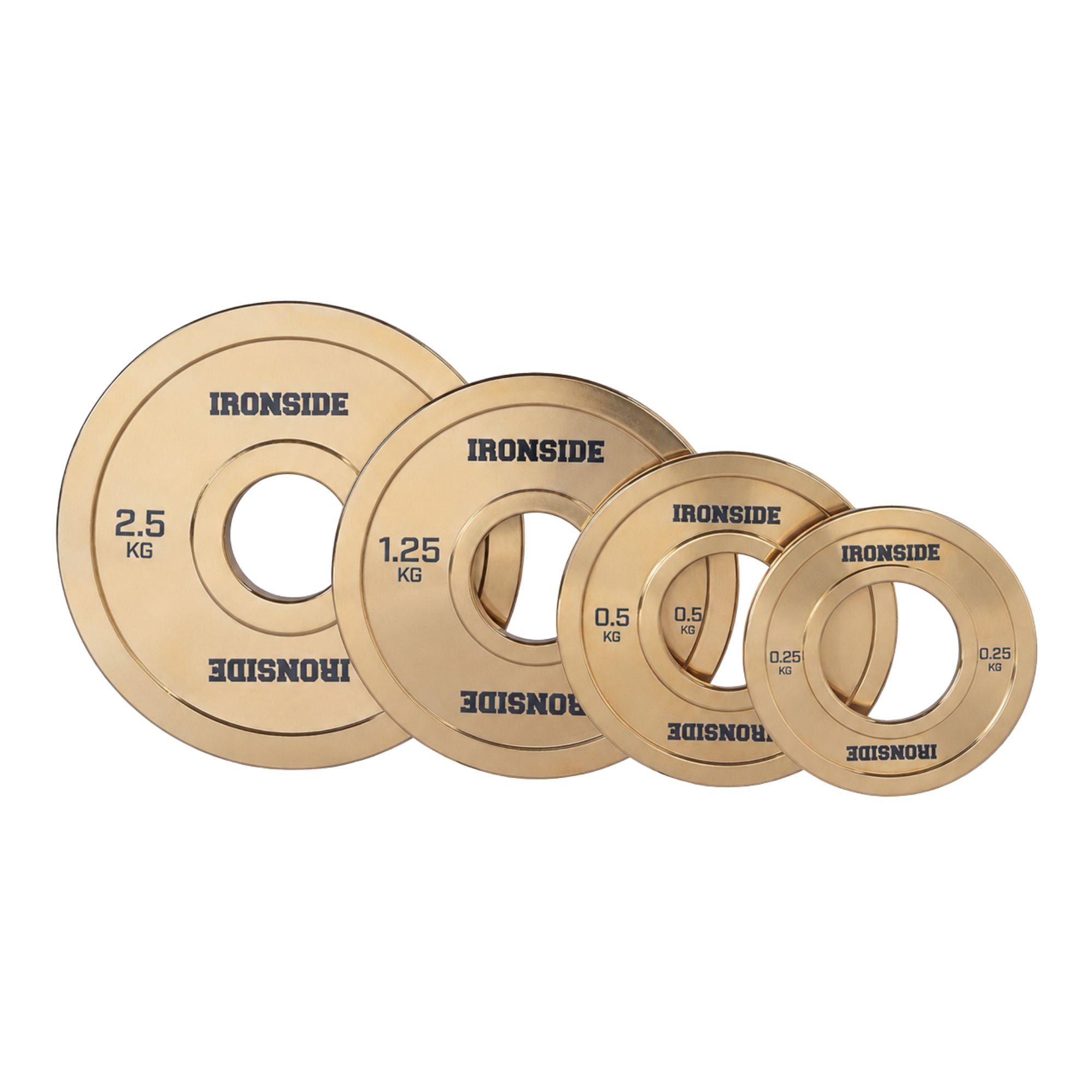Discos Olímpicos Fraccionales Gold Chromed 0.25 a 2.5 KG IRONSIDE