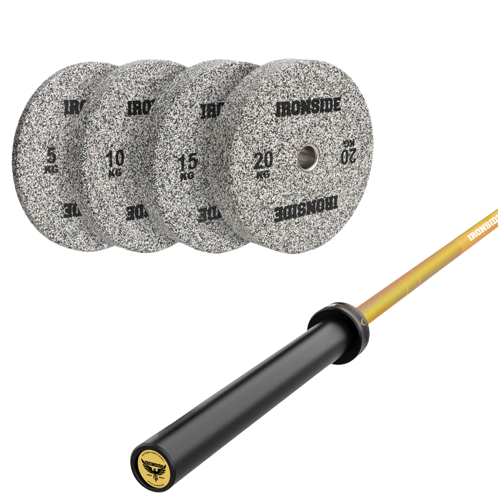 Pack IRONSIDE Barra 20 KG + Set Discos Olímpicos KG