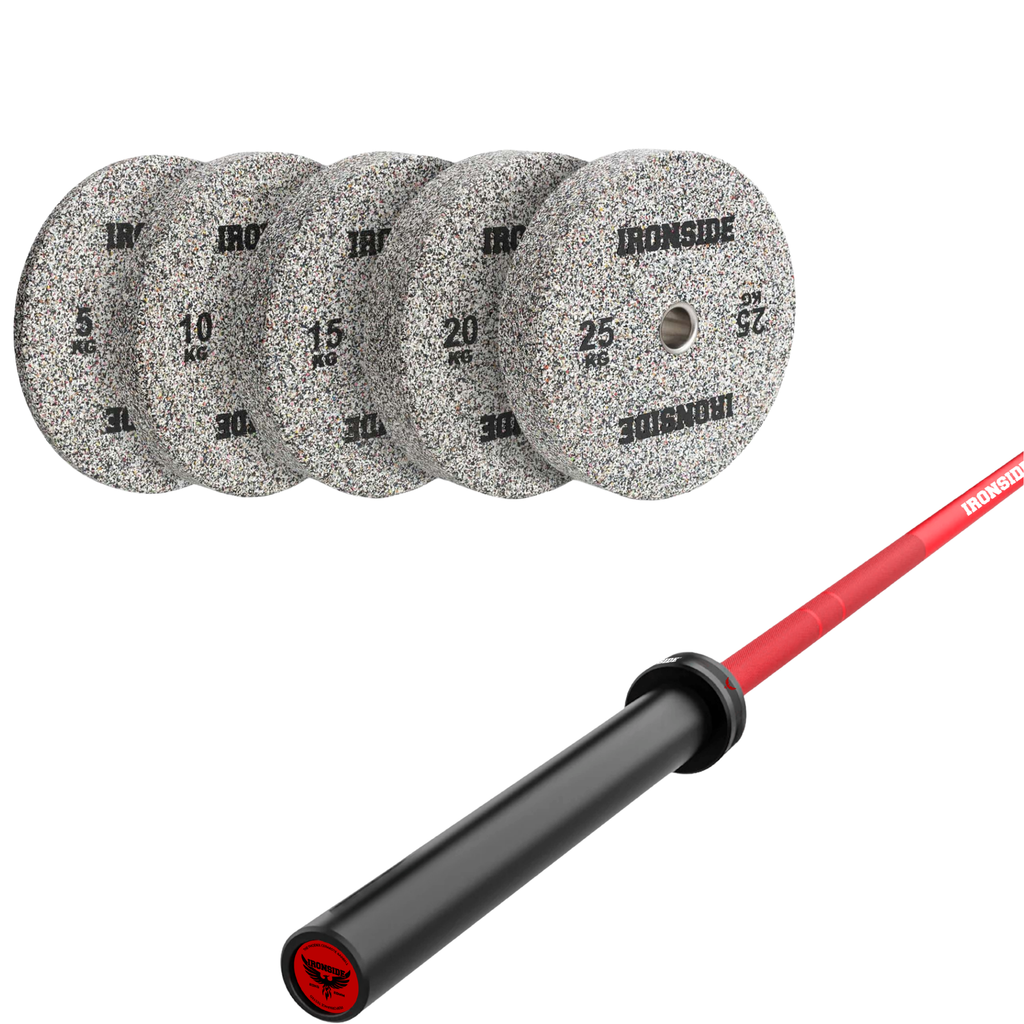Pack IRONSIDE Barra 20 KG + Set Discos Olímpicos KG