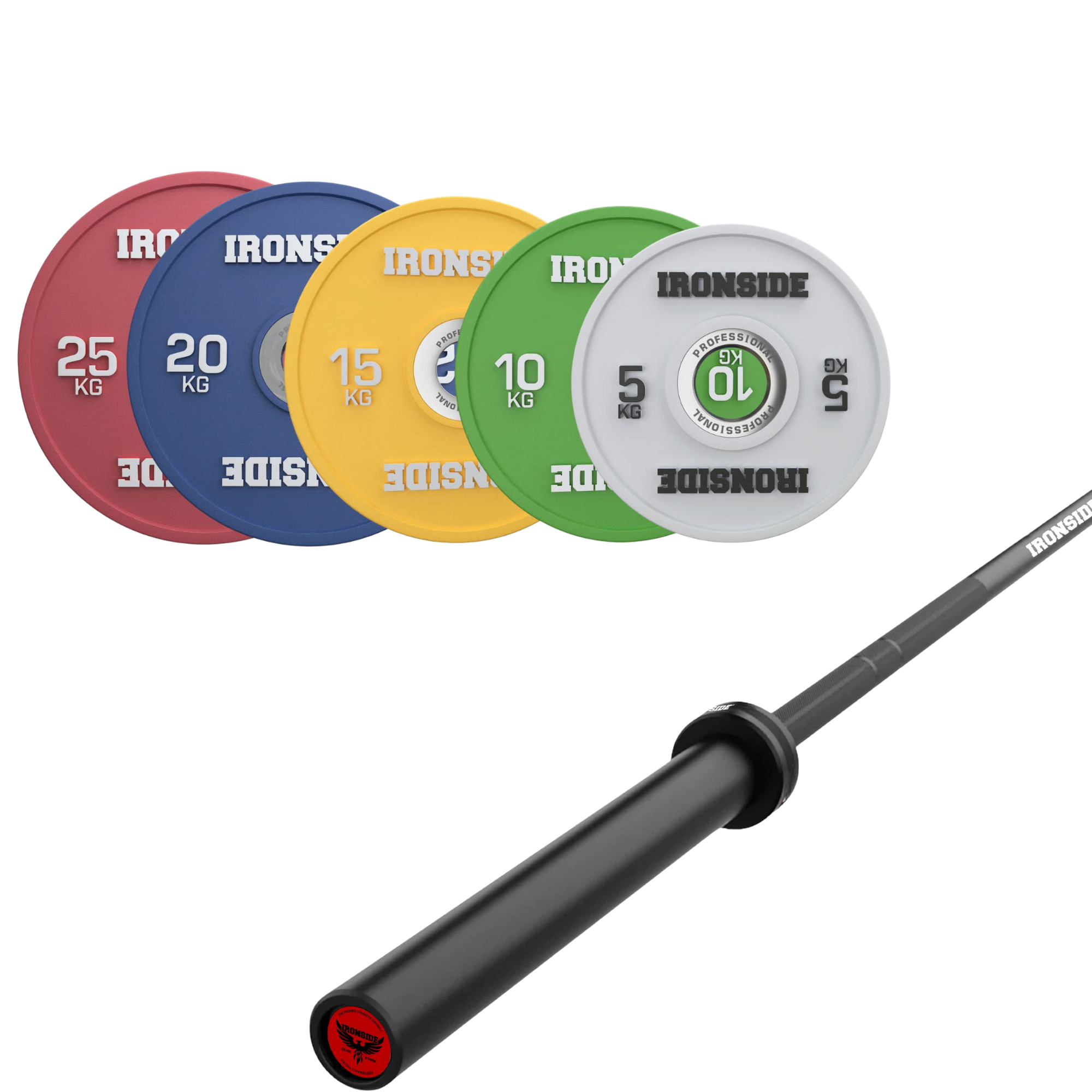 Pack IRONSIDE Barra 15 KG + Set de Discos Olímpicos (KG)