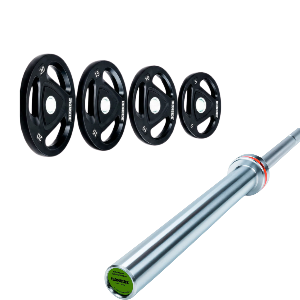 Pack IRONSIDE Barra 20 KG + Set Discos Olímpicos KG