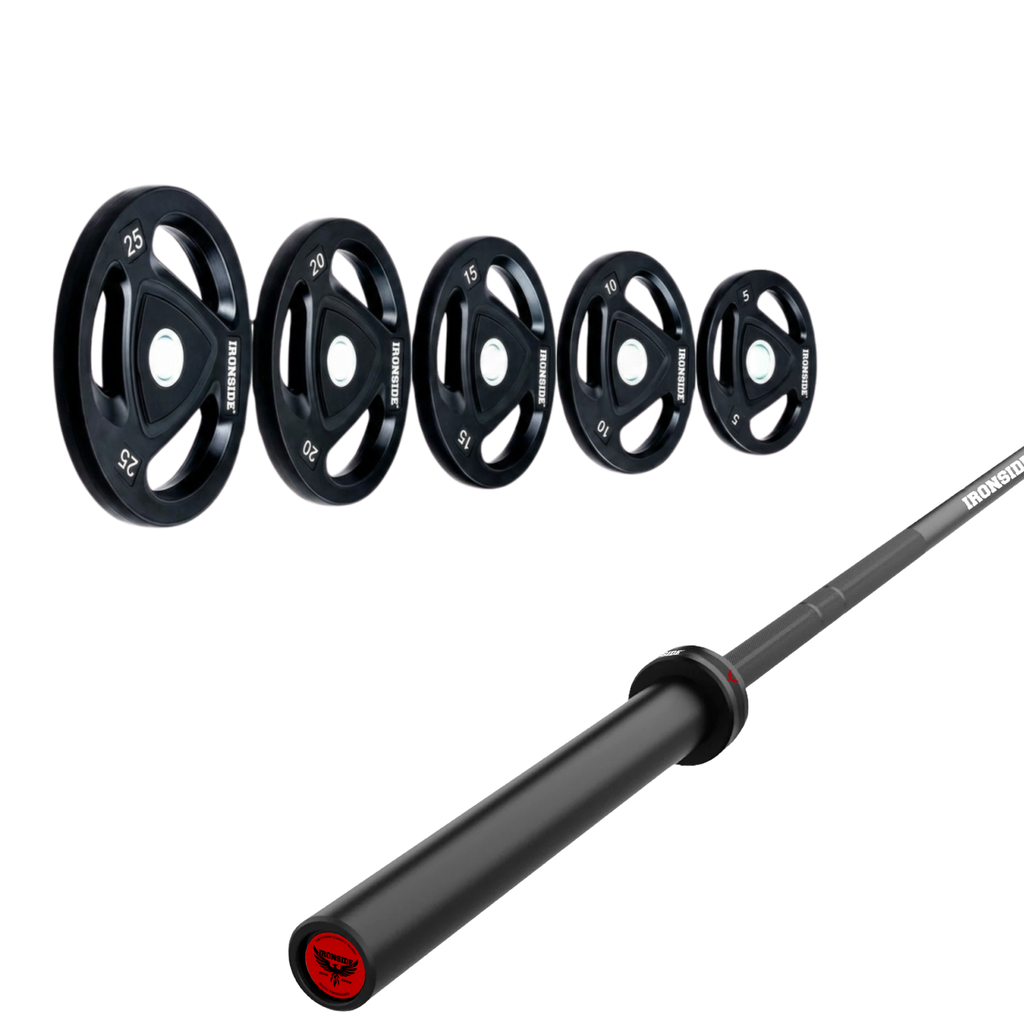 Pack IRONSIDE Barra 20 KG + Set Discos Olímpicos KG