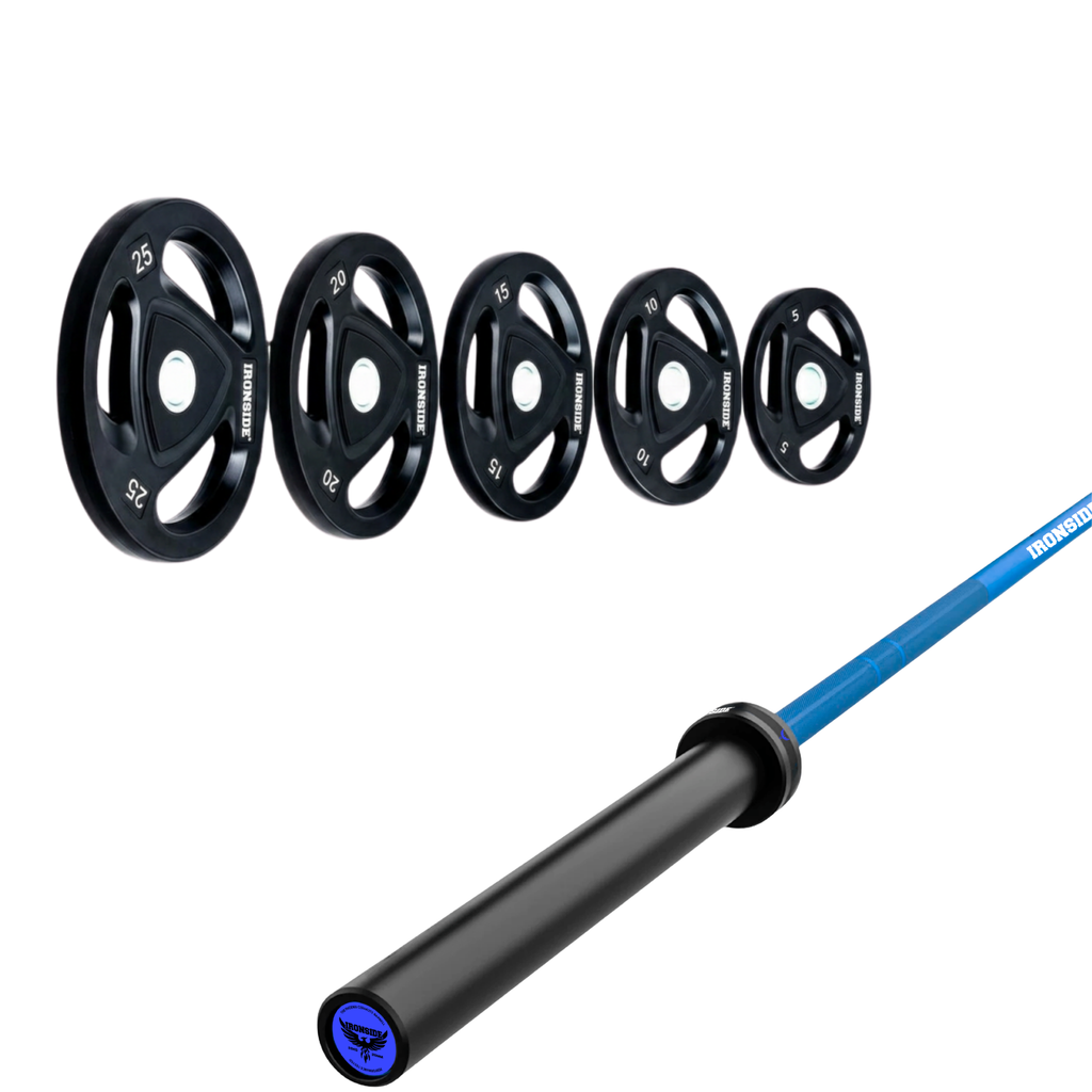 Pack IRONSIDE Barra 20 KG + Set Discos Olímpicos KG