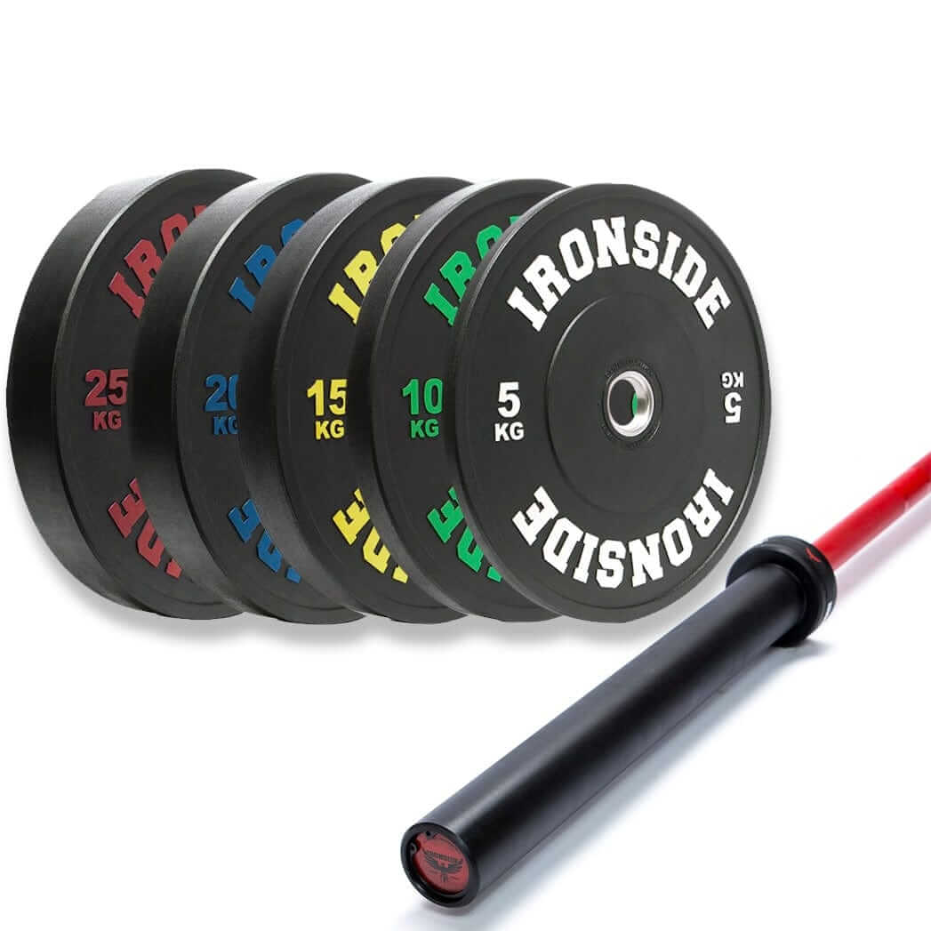 Barra Cerakote 2.0 + Set Discos PRO IRONSIDE 150 KGBARRASIRONSIDEColor: Rojo, Azul, Rosado