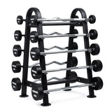 Set 10 Barras Mixtas Precargadas 10 a 30kg + Rack de Almacenamiento IRONSIDE