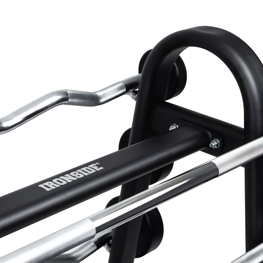 Set 10 Barras Mixtas Precargadas 10 a 30kg + Rack de Almacenamiento IRONSIDE