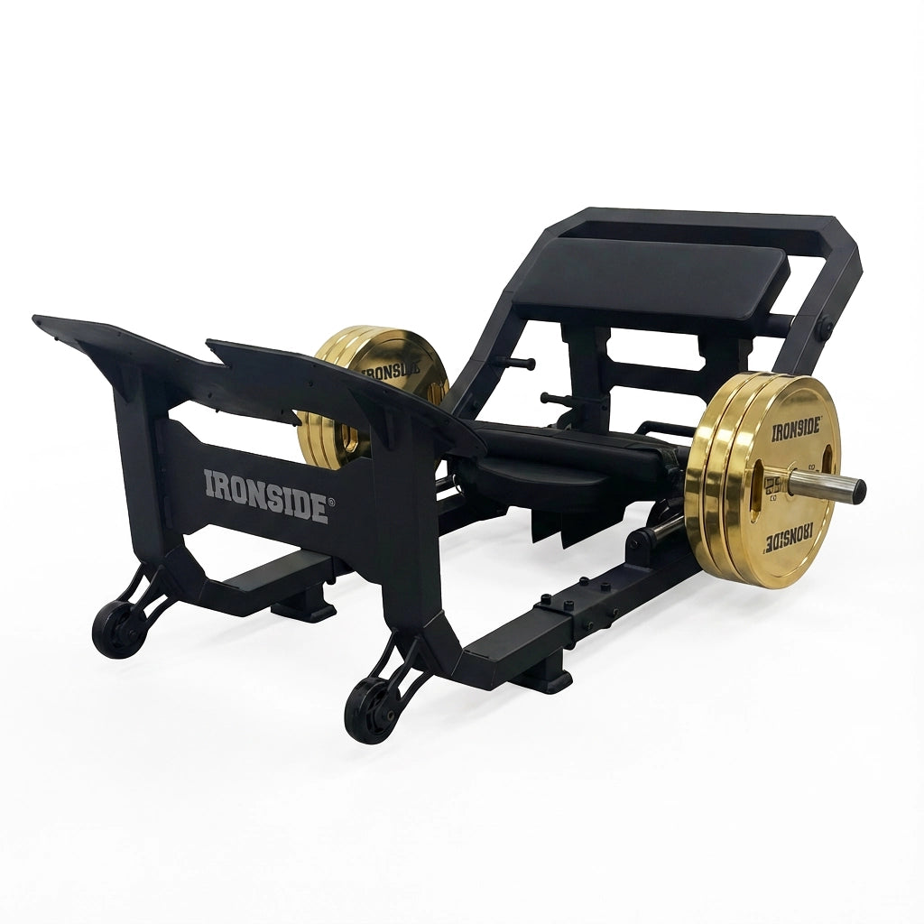 Hip Thruster profesional con plataforma elevada, estabilidad comercial y resistencia ajustable para aislamiento máximo del glúteo y entrenamiento intensivo.