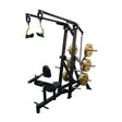 Iso Lateral Front Lat Pull Down plate loaded con Torque Arm para ajustar perfil de resistencia, tracción unilateral estable y ajustes multipunto para dorsal.