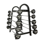 Set 10 Barras Rectas Precargadas 10 a 30kg + Rack de Almacenamiento IRONSIDE