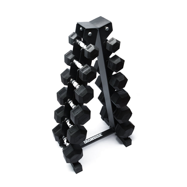 Pack IRONSIDE 105 kg Mancuernas Hexagonales a 15 kg) Rack