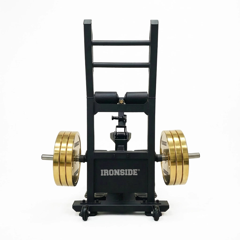 Standing Hip Thruster para entrenar glúteos con soporte estable, trayectoria controlada y carga progresiva. Ideal para fuerza, técnica y uso comercial intensivo