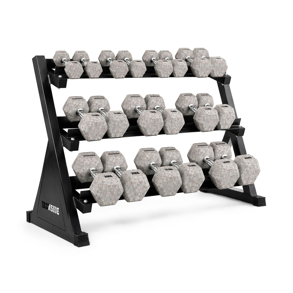 Pack IRONSIDE Mancuernas Hexagonales KG + Rack de Almacenamiento