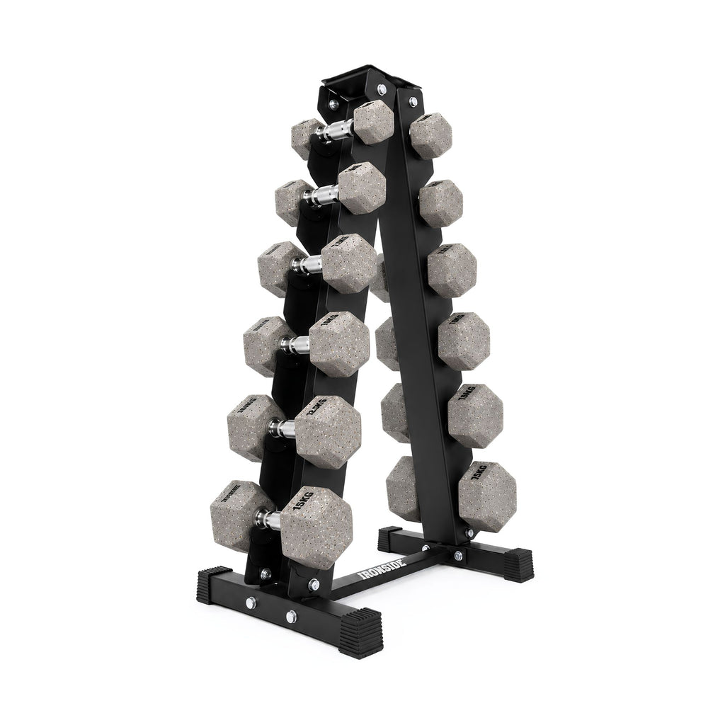 Pack IRONSIDE Mancuernas Hexagonales KG + Rack de Almacenamiento